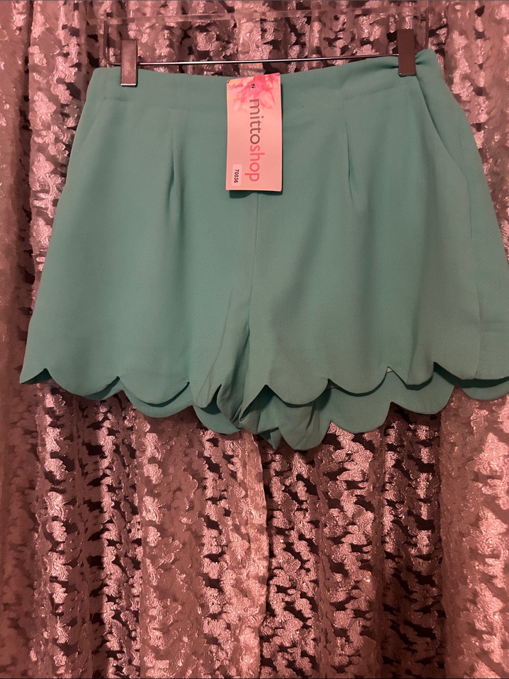 mittoshop Mint Scallop Hem High-Waist Shorts
